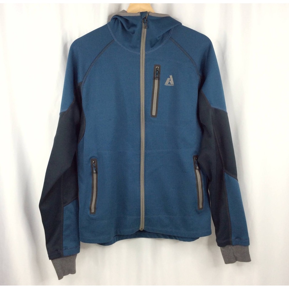 Eddie Bauer First Ascent Hooded Jacket Men's Size Medium Teal Stretch Full Zip